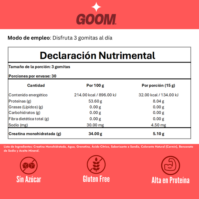 GOOM gomitas de creatina 30 servs