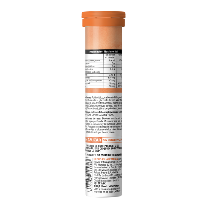 Zinc + Vitamina C Seltz Tabletas Efervescentes - 20 tabletas