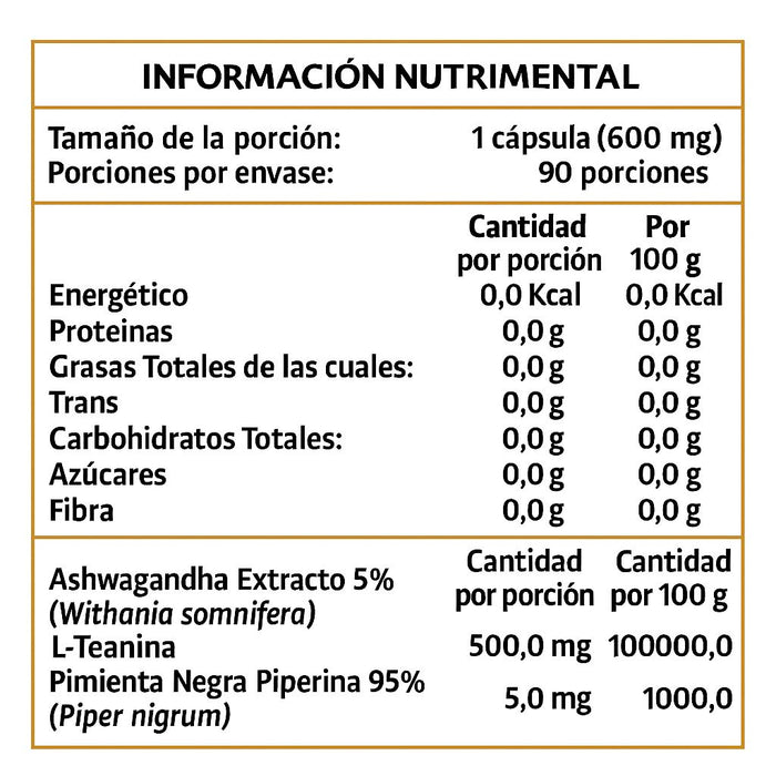 Ashwagandha + L-Teanina - 90 capsulas