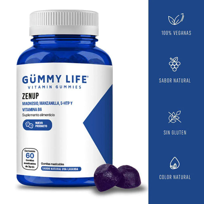 Gummylife Gomitas Zenup — Magnesio, 5-HTP y Manzanilla - 60 gomitas