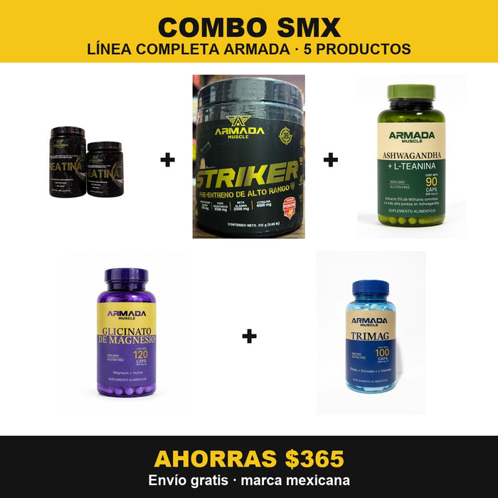 Combo Todo Armada: Creatina, Striker, Ashwagandha, Glicinato y Trimag