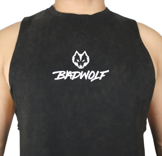 Tank Top Fitted Negro Deslavado - Bad Wolf