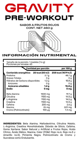 Gravity Pre-workout - 60 servicios